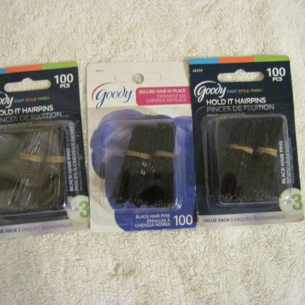 100 Metal Styling Hold It Secure Hair Pins Goody Coated Pin Blend Bronze Black